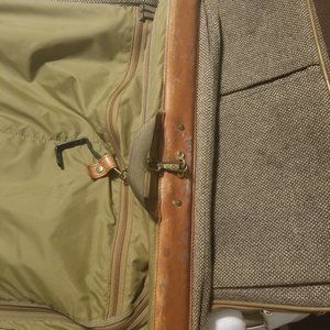 Vintage hartman tweed and leather garment luggage bag